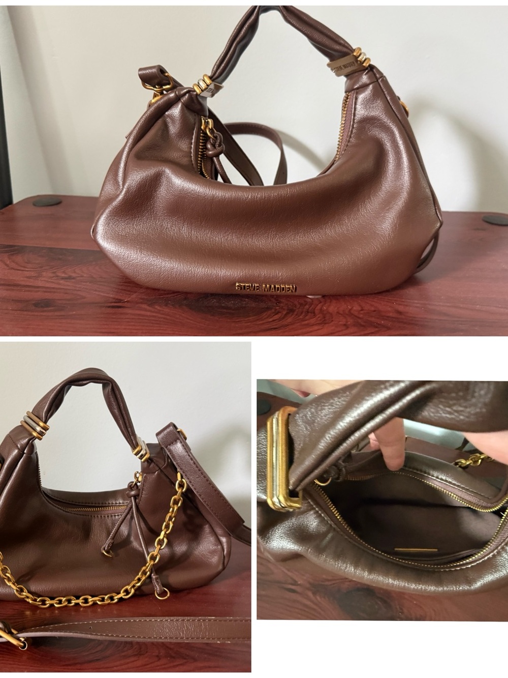 Steve Madden Chocolate Brown Leather Shoulder bag